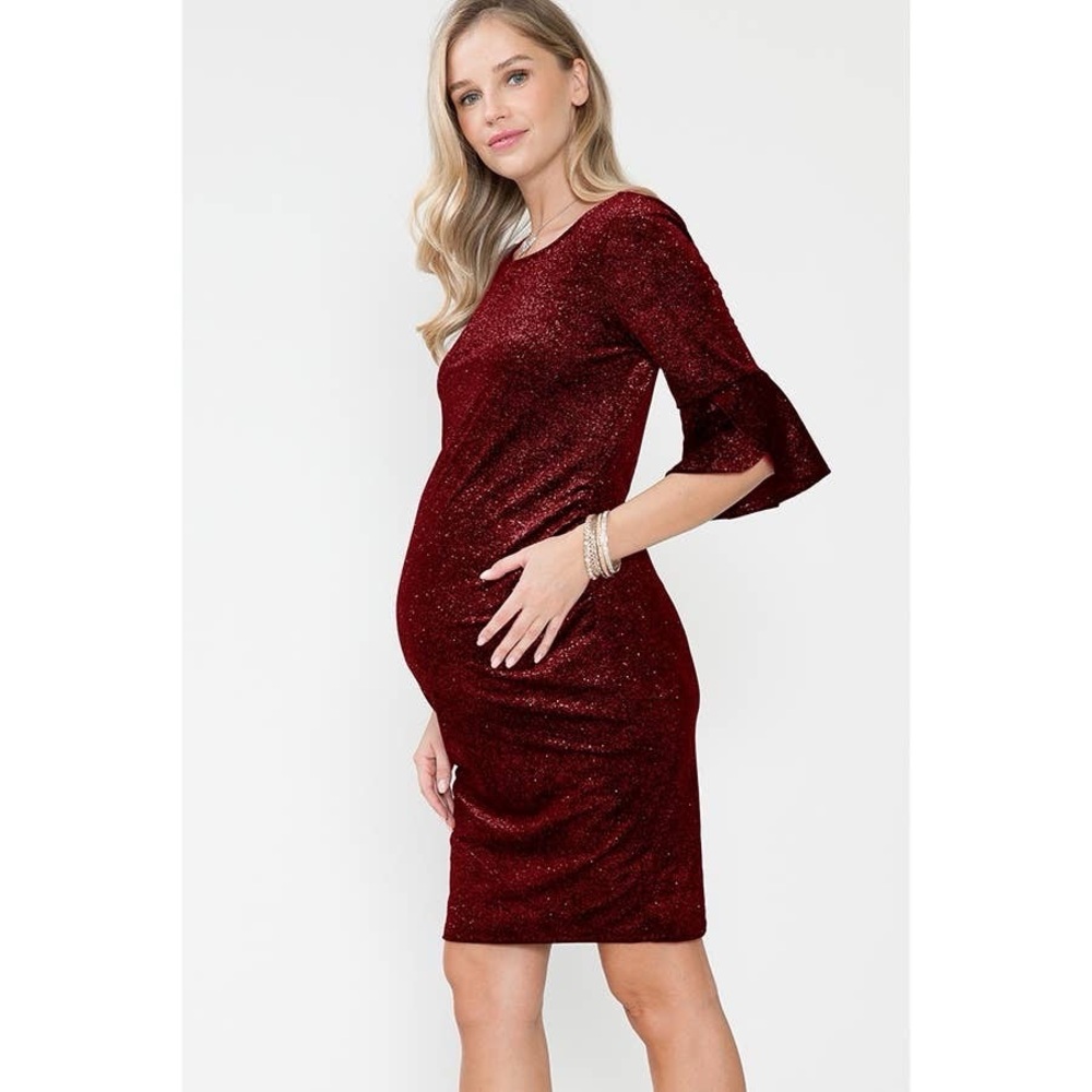 Elegant Burgundy Maternity Dress